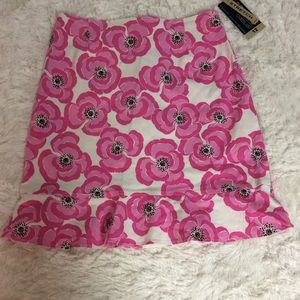 Briggs New York Trumpet Skirt Pink Floral Print 12